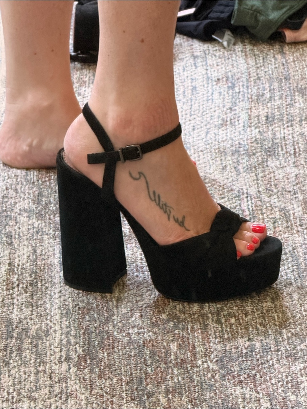 Gianni Bini - Black Suede Platform Block Heel Sandals - Women